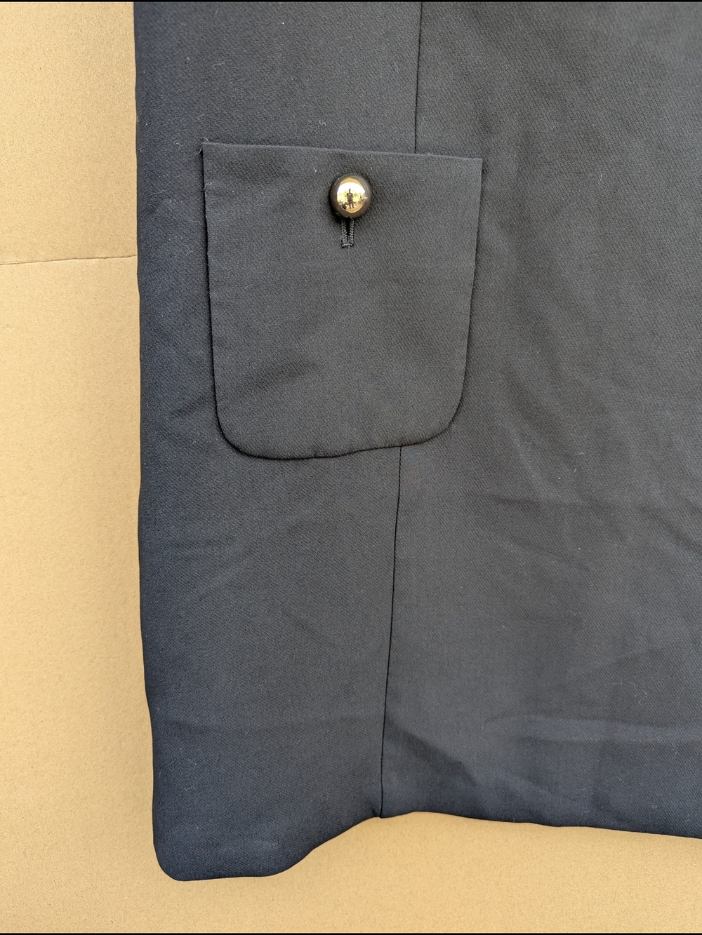 H&M Pocket Front Mod Shift Dress Gold Button Sleeveless Mini Large 10 Workwear - Picture 7 of 8